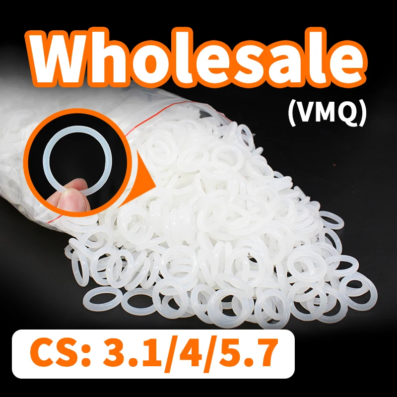 

Thickness 3.1/4/5.7mm CS O-ring wholesale White VMQ silicon rubber gasket seal silicone ring washer rubber elastic free shipping