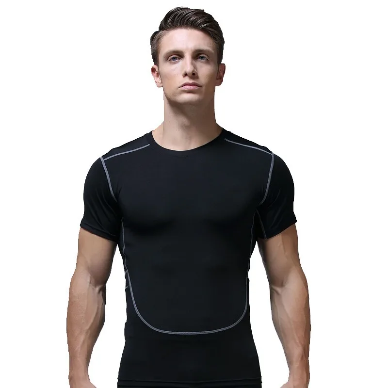 

Quick-drying sports fitness wear men short sleeve summer basketball training running sports tights T-shirt top