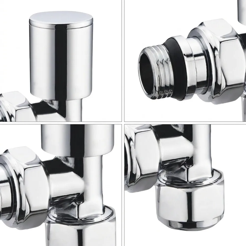 Angle Type Thermostatic Radiator Valve Chrome Finish Brass Material for Residential Heating 8 8 6cm Dimensions