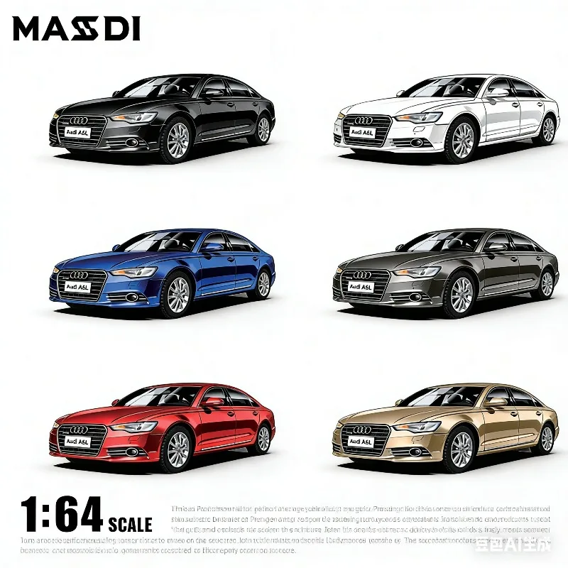 

MASDI 1/64 Модель автомобиля Audi A6L C7 из сплава, имитационная модель, подарок для мальчиков на праздник, коллекционный предмет для взрослых, украшение для дома.