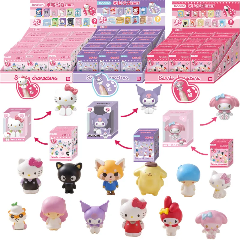 JANDOOM Sanrio Kuromi Hello Kitty Pochacco Cinnamoroll Melody Anime Figure Rice Grain Doll Peripheral Model Blind Box Toys Gifts view 4