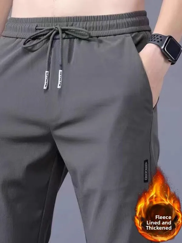 

Мужские повседневные спортивные брюки с подкладкой Fce, свободные прямые эластичные спортивные штаны, осенние брюки, удобные полиэстеровые брюки...