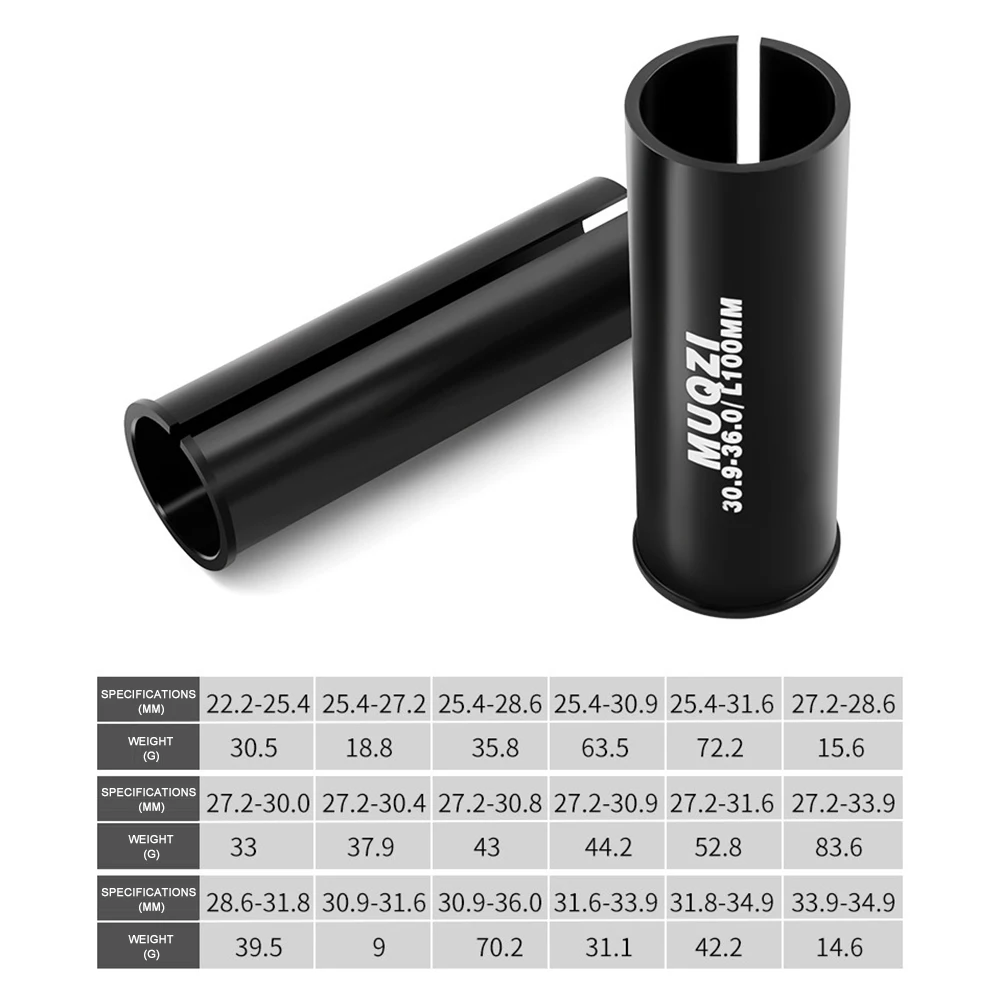 Bike Seat tube reducing sleeve 25.4/27.2/28.6/30.9/31.6 to 28.6/30/30.4/30.9/31.6/31.8/33.9/34.9/36MM Bike Seatpost Adapter Shim