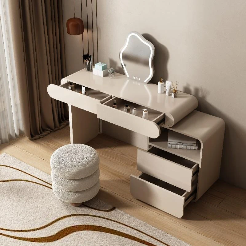 

Минималистичный комод с зеркалом, роскошный макияж, комбинированный кожаный стул, комод для спальни, цветная домашняя мебель на заказ