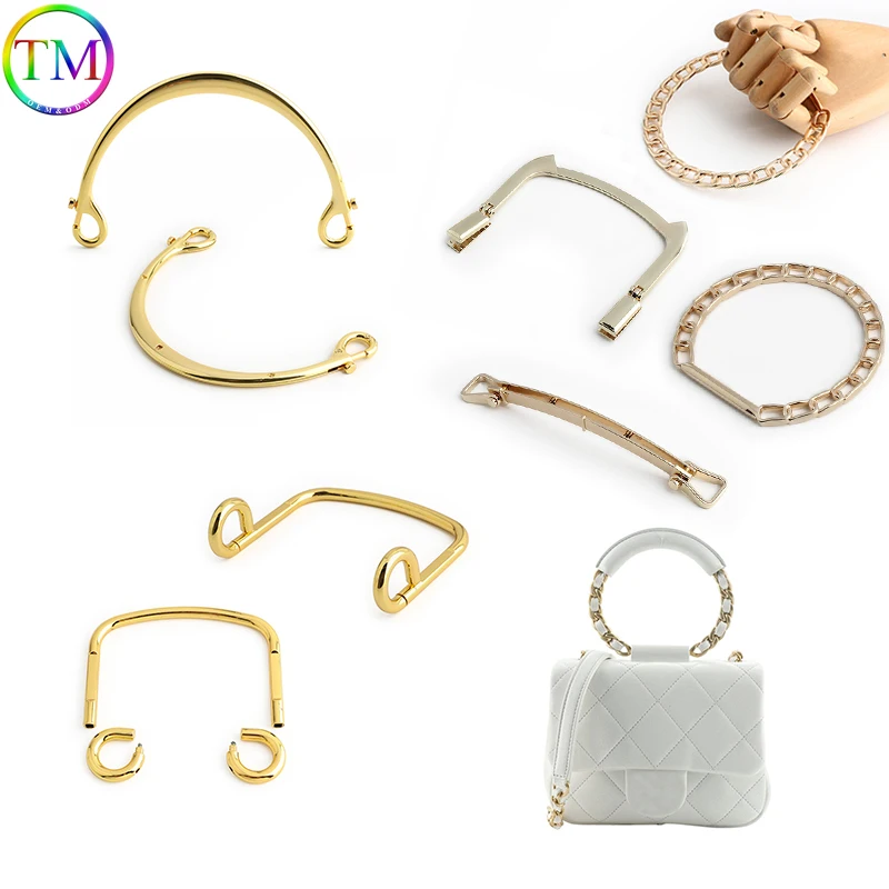 2/10Pcs Golden Bag Chain Handle Purse Handles Wrist Frame Brackets DIY Handcrafted For Woman Shoulder Tote Handle Accessories