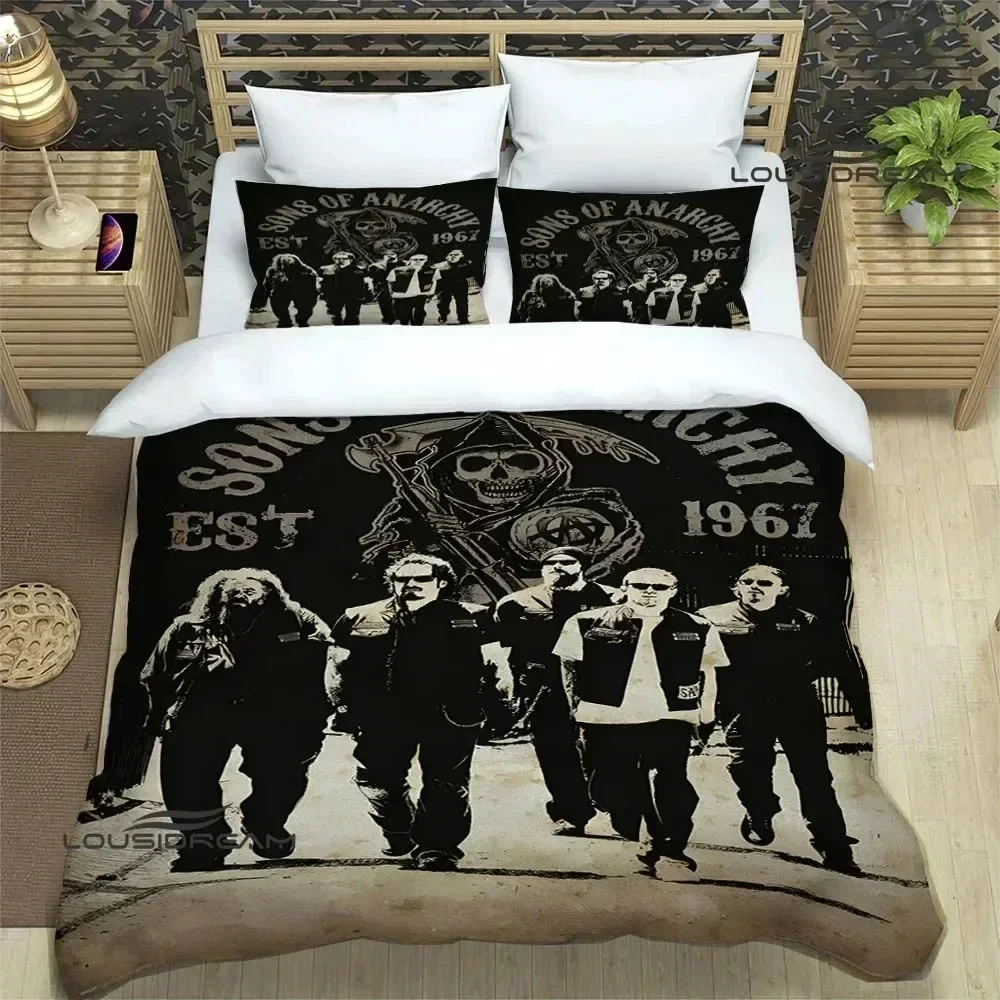 Sons of Anarchy Retro 3D NEW Duvet Cover Pillowcase Bedding Set Adult Boy Girl Bedroom Decoration Children Single Double Large