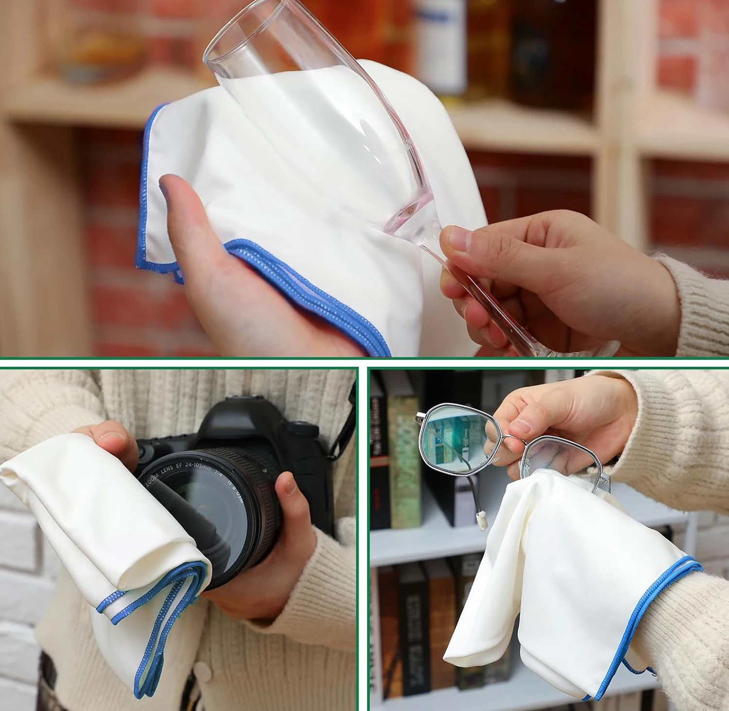 Large Microfiber Glass Polishing Cloth, Lint Streak Free Drying Towel Wine Glass Polishing Cloths, Large Lint-Free Drying Towels