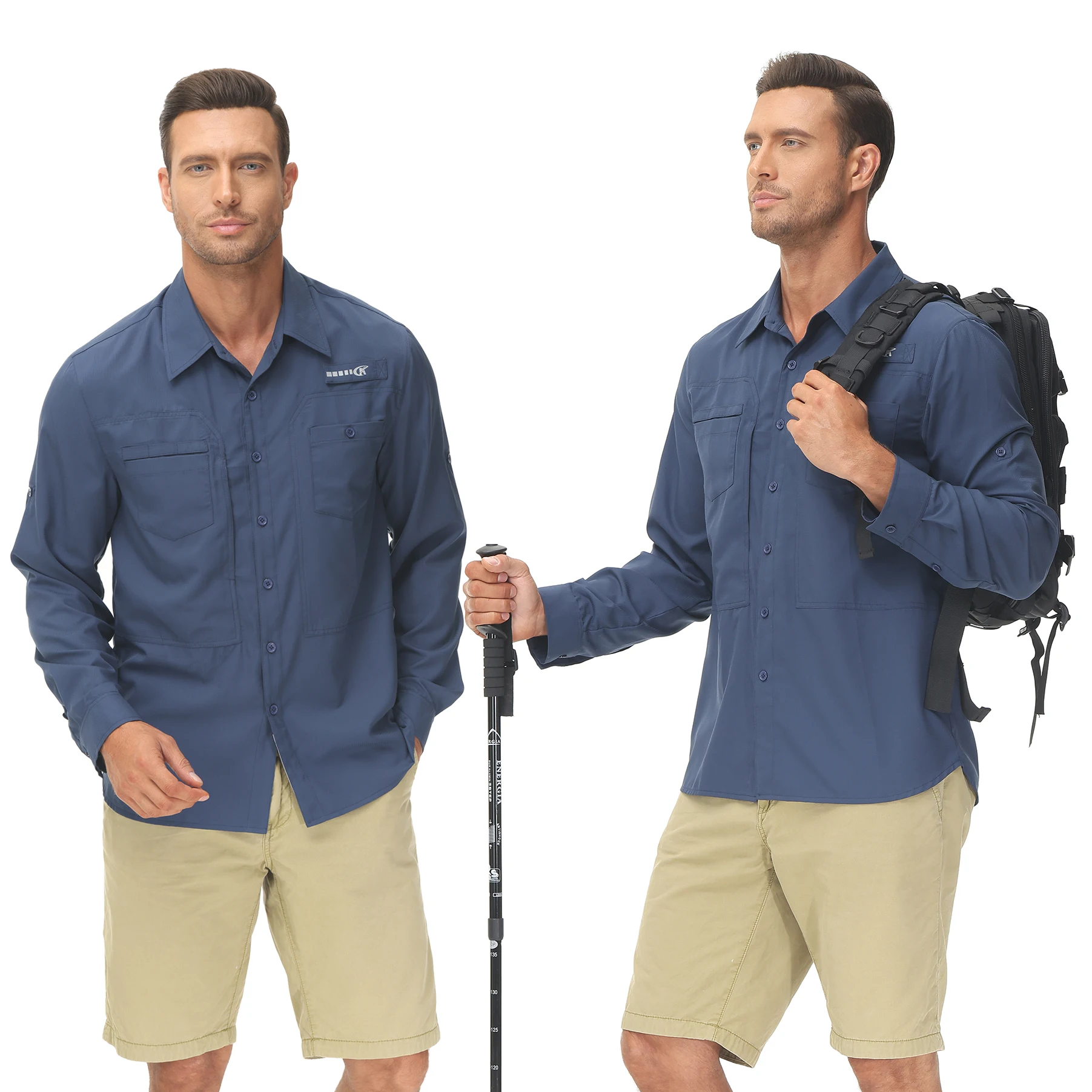 Camisas de pesca UPF 50+ para hombre, camisa informal de carga para senderismo, camisas tácticas con botones de manga larga, blusa para hombre para trabajar y hacer senderismo