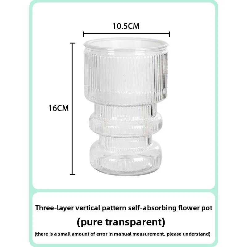 الإبداعية سطح المكتب الذاتي سقي كسول اناء للزهور تقليد الزجاج البلاستيك الشفاف الراتنج الصغيرة بوعاء النبات المائية زهرية إندو
