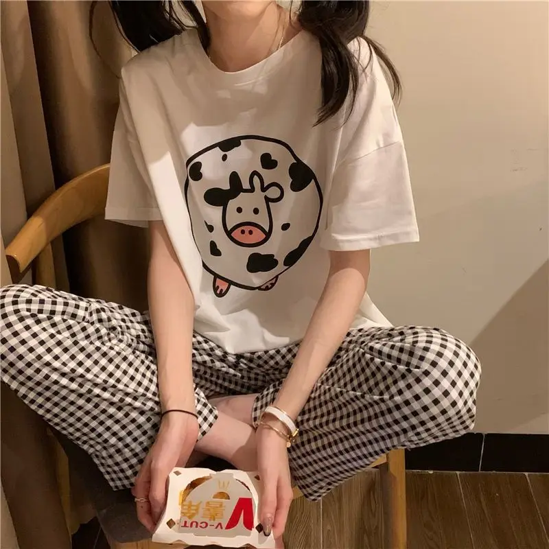 Women's Pajamas Pants Spring Summer Sleepwear Japanese Pyjama Print Pijama Mujer Pjs Kawaii Pants Cute Homewear Loose Housewear