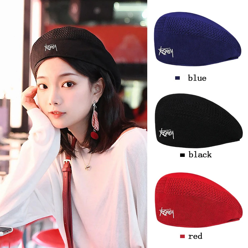 Mesh Berets Men Wool Cap Wool  Back Wear Berets Hat Big Head Retro Ladies  Casual Painter Hat