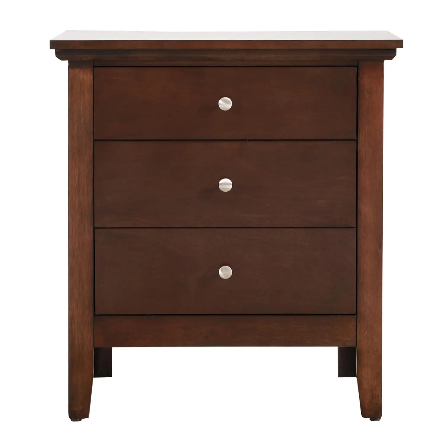 Upmarket Cappuccino Nightstand 3-Drawer Real Wood Veneers Dovetail Joints Nickel Hardware Fully Assembled Bedside, Customized