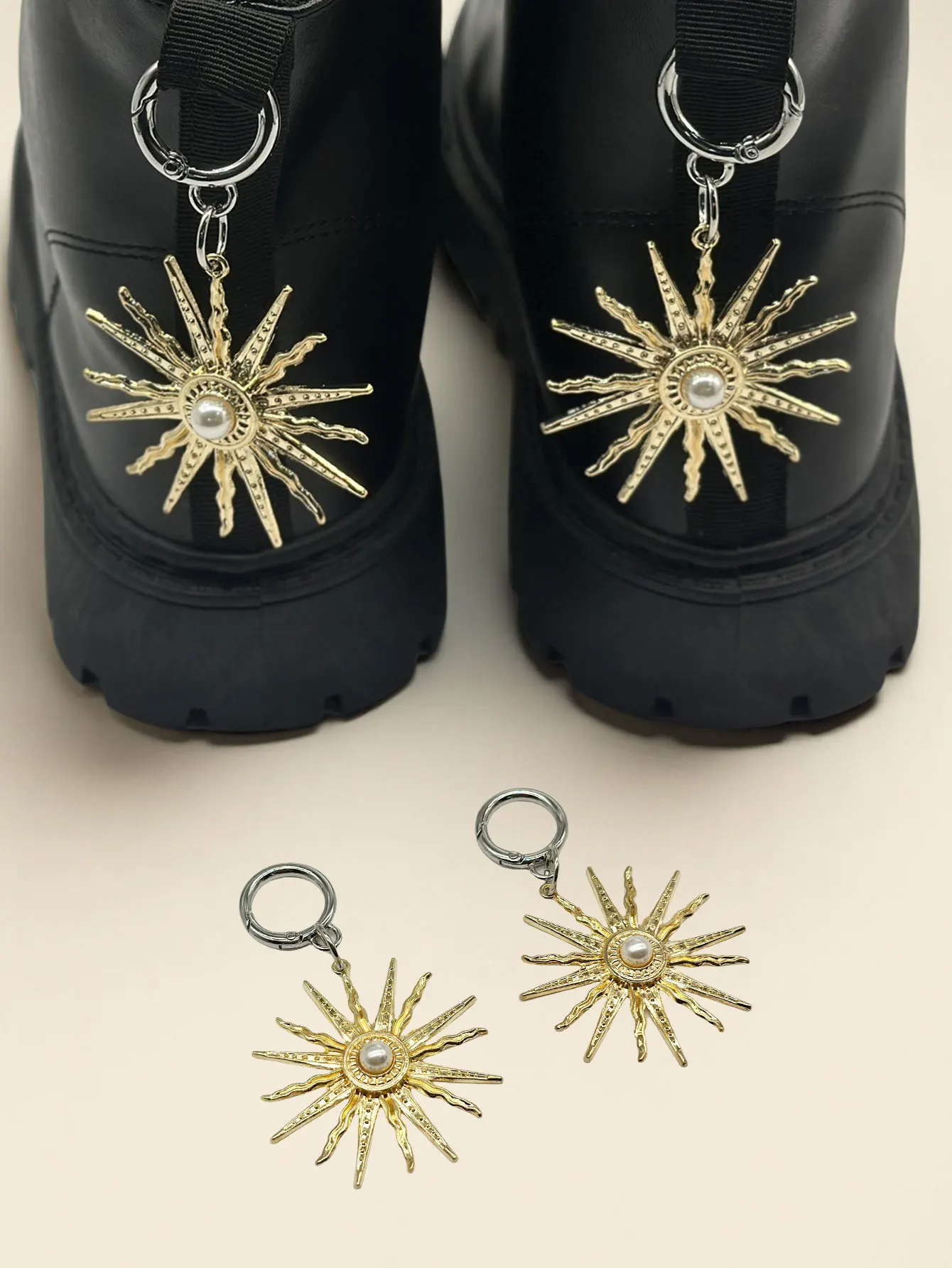 زوج واحد من زينة عباد الشمس من اللؤلؤ القوطي، يمكن استخدامه لتزيين الأحذية بنفسك، أبازيم الأحذية، أزياء الحفلات، للرجال والنساء P