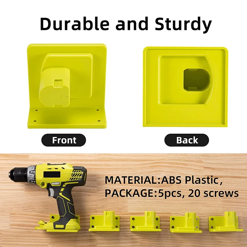 5 Packs Tools Drill Mount Holder, Fit For Ryobi 18V Tool Holder Dock Hanger With 20 Screws