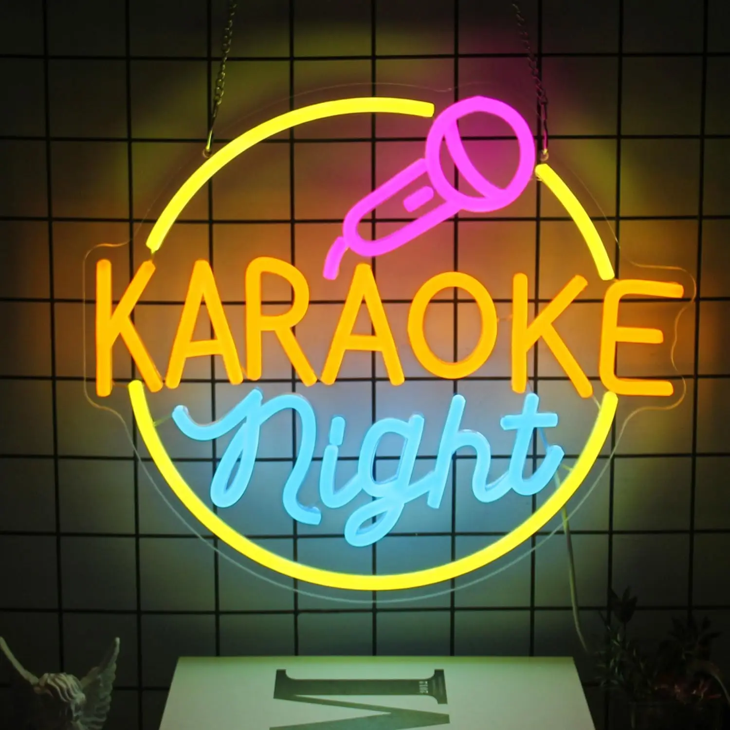 Karaoke Night Neon Signs LED Neon Light Sign Light Up Neon Signs for Wall Decor Karaoke Live On Air Bar Open Music Bar Studio
