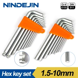 7/8/9pcs Long Ball Point Hex Key Allen Wrench Set CRV Steel 1.5mm 2mm 2.5mm 3mm 4mm 5mm 6mm 8mm 10mm Ball End Allen Key Set