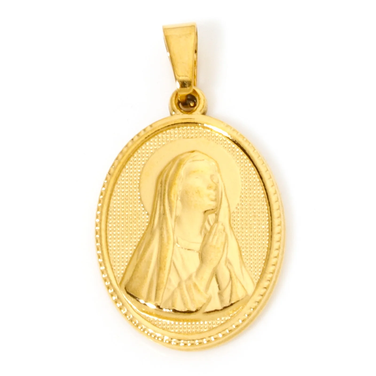 2 stücke Religiöse Edelstahl Charme Gold Farbe Jungfrau Maria Muster Anhänger DIY Halskette Für Frauen Männer Partei Schmuck Erkenntnisse – Detail 6