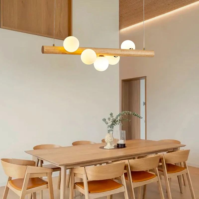 Wood LED Pendent Lamp Nordic Magic Bean Pendant Lights For Dining Room Coffee Shop Bar Kitchen Bedroom Decor Lamp