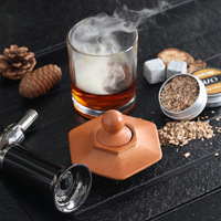 Wooden Cocktail Smoker Kit Whiskey Smoking Box Set With Natural Wood Chips For Home Bar Mixology Tools Gift Set