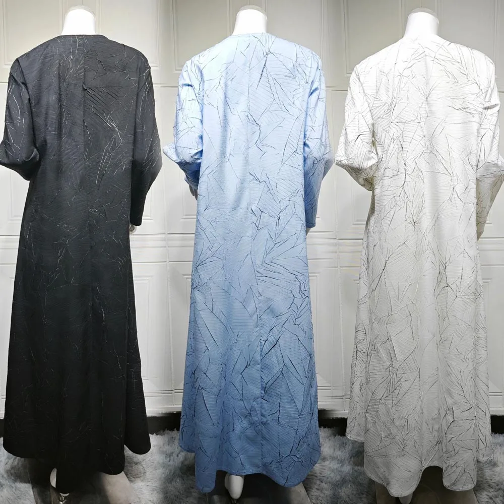 Elegante jacquard Dubai Abaya da donna, Kimono Abaya a maniche lunghe Capispalla musulmano, Abito da golf modesto Abiti islamici Abito Hijabi