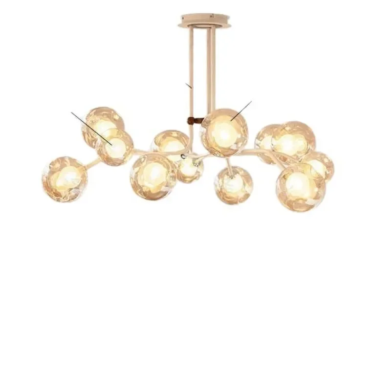 French Cream Molecular Chandelier Nordic Art Pendant Light for Living Room Hallway Medieval Style Ceiling Fixture