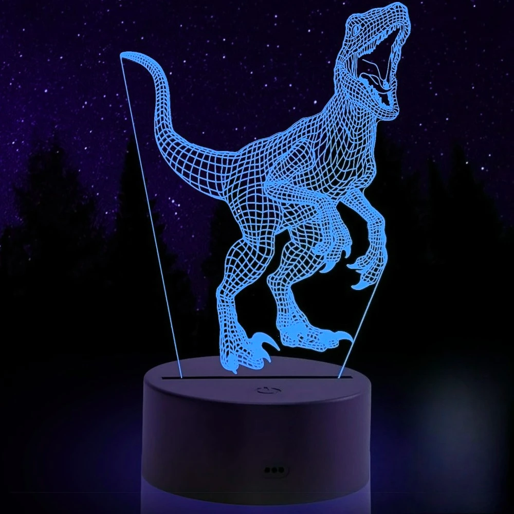 Dinosaur Night Light 3D LED Night Lamp Kids Room Decor Optical Illusion Lamp Birthday Party Christmas Gifts for Kids Sleeping