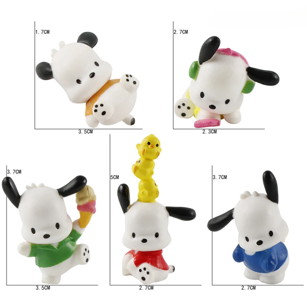 Sanrio juguetes Kawaii Pochacco Hello Kitty Melody Kuromi Dolls figuras de acción de Anime, modelo de PVC, juguetes para niños, regalos de cumpleaños