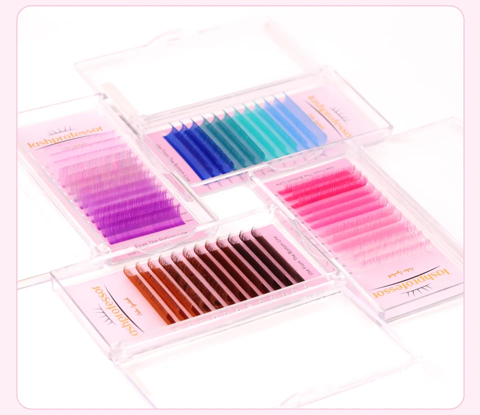Lashprofessor Farbige Mischung Einzelne Wimpernverlängerungen C/D Make-up Natürliche weiche falsche Seidenwimpern Faux Nerz Russische Wimpern Cilios – Detail 15