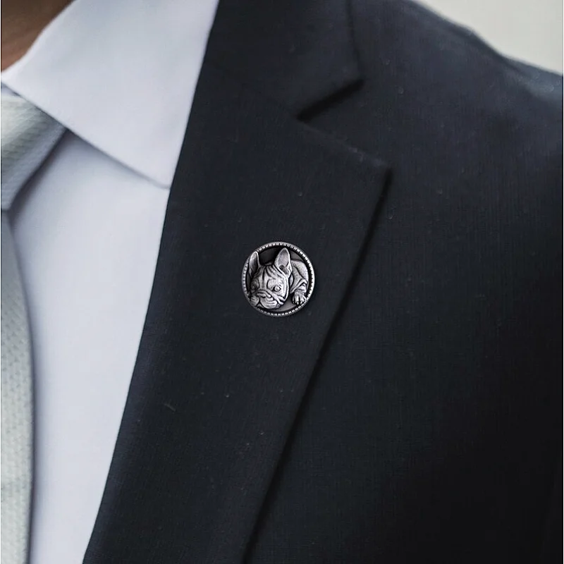 خمر فضي الفرنسية البلدغ بروش الحيوان عاشق المجوهرات لطيف الكلب تولد بروش الحيوانات الأليفة تحت عنوان الإكسسوارات