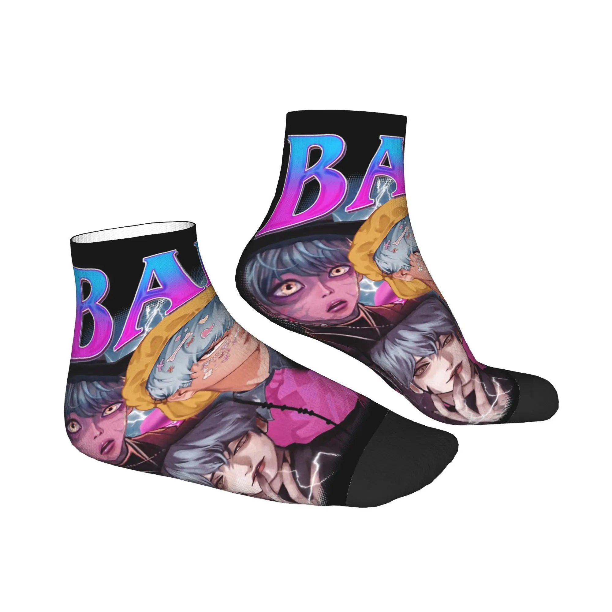 

Взрослые мужские носки Kpop Demon Hunters BABY Saja для мальчиков, модные качественные носки до щиколотки, весенние нескользящие носки с графическим рисунком для скалолазания