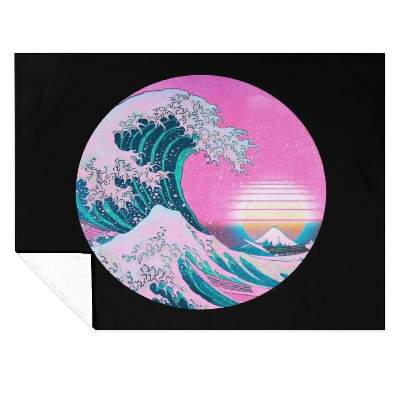 

Одеяло Vaporwave Aesthetic Great Wave в стиле ретро с закатом, плед на диване, мягкие кровати, тонкие одеяла
