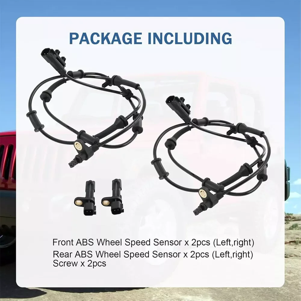 Carbole  4PCS Front Rear Left Right ABS Wheel Speed Sensor For 2007-2016 Jeep Wrangler