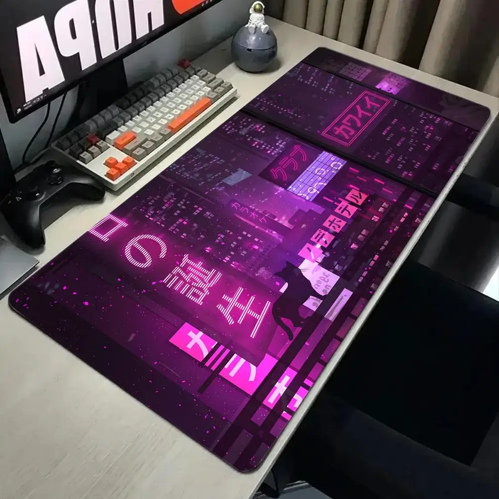 Art Neon City Pattern Mouse Pad 900x400MM Large Gaming Mousepad Keyboard Gamer Rubber Anti-wrinkle Anti-Slip Bottom Desk Mat