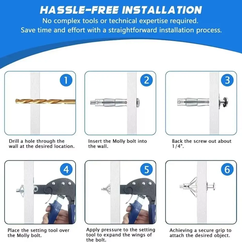 

Plasterboard Fixing Hollow Wall Gecko Tool Premium Material High Strength Screw Bolt Tool M4 M6 M8 M10 Screw Bolt Durable