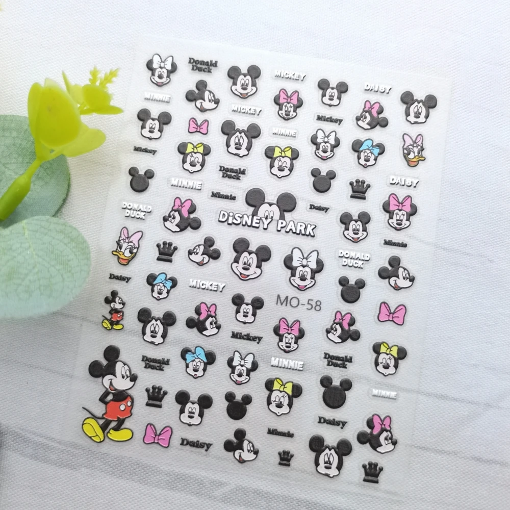 1 Vel Mickey Minnie Mouse Disney Nieuwe 5d Reliëf Nail Art Stickers Nagel Stickers Voor Manicure Fashion Design Diy Happy Accessoires