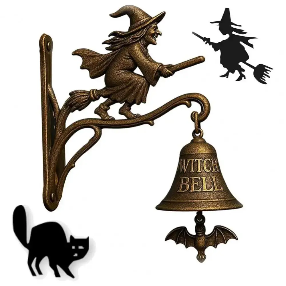 

Wall Mount Witch Doorbell Witch on Broom Design Decorative Accessory Outdoor Decorative Bell Welcome Doorbell for Garden Decor
