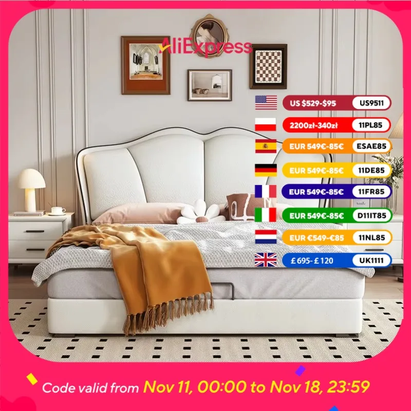 

Large Adult Frame Double Bed Comforter Headboard Storage King Size Double Bed Bases Full Size Schlafzimmer Bett Home Furniture