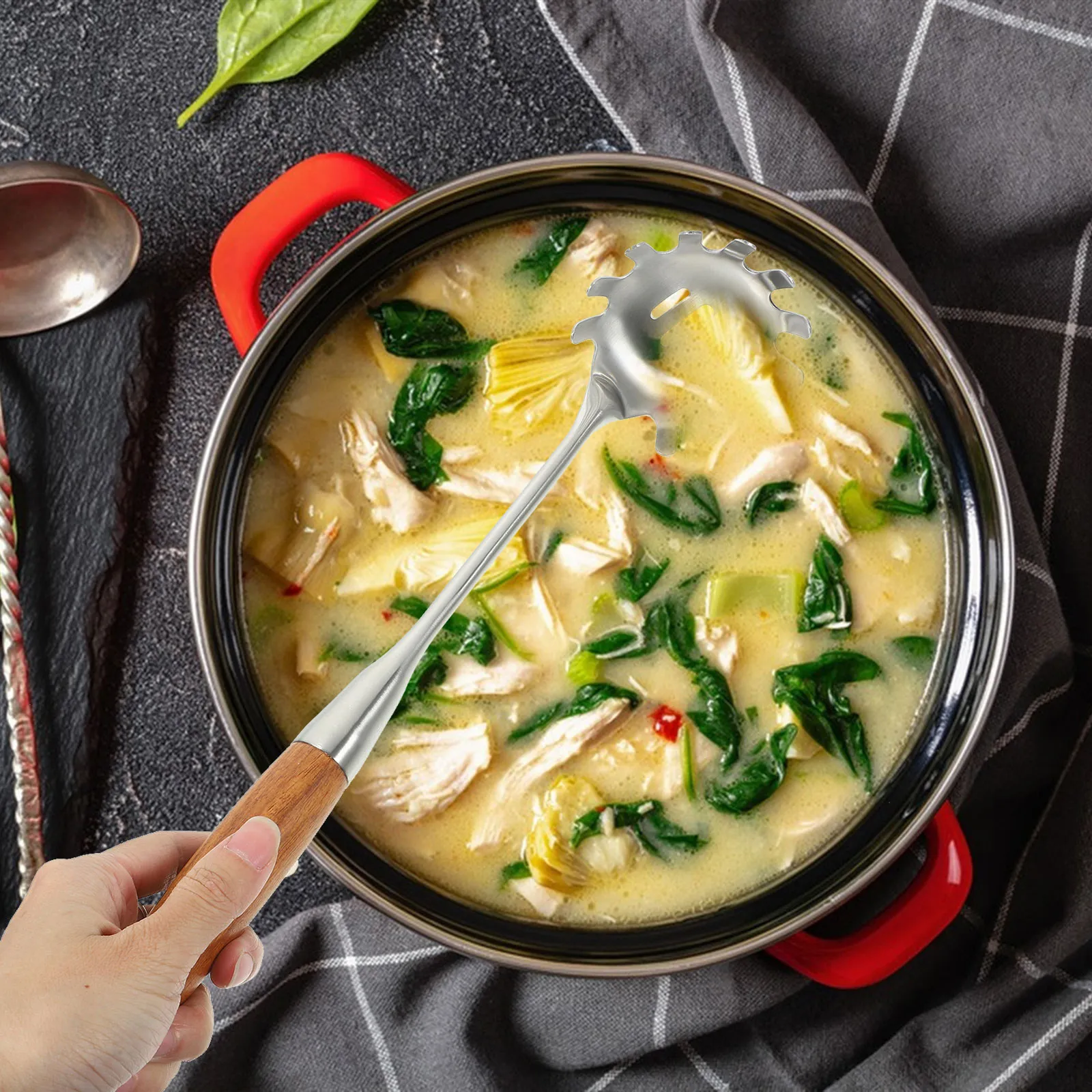 Cuchara para Servir Fideos de Acero Inoxidable Premium, Pinzas para Espaguetis con Aislamiento Térmico Antiescaldaduras, Utensilio para Servir Pasta, Colador de Cocina