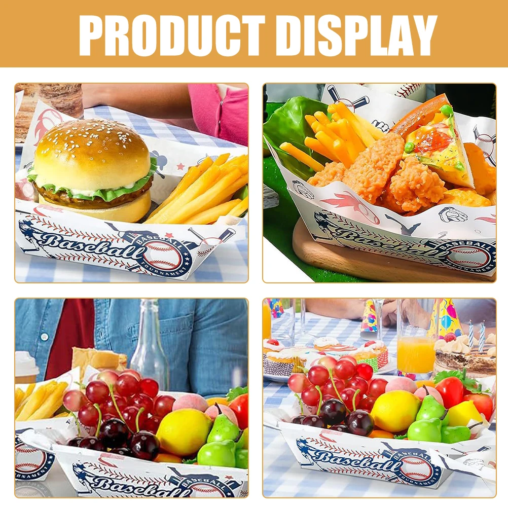 

25pcs Food Trays White Cardboard Disposable Serving Boats Snack Dishes Decorative Dessert Plates Household Multi-Function Sushi