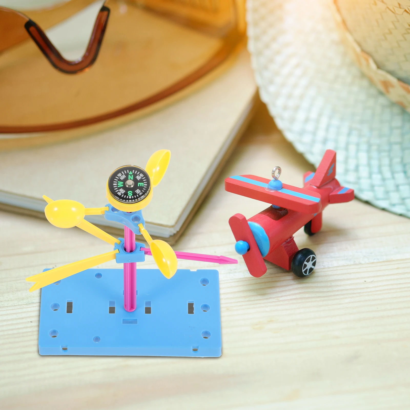 

2 Pcs Wind Vane Toys DIY Plastic Assemble Kids Science Projects Educational Stem Material Package Home Garden Plaything