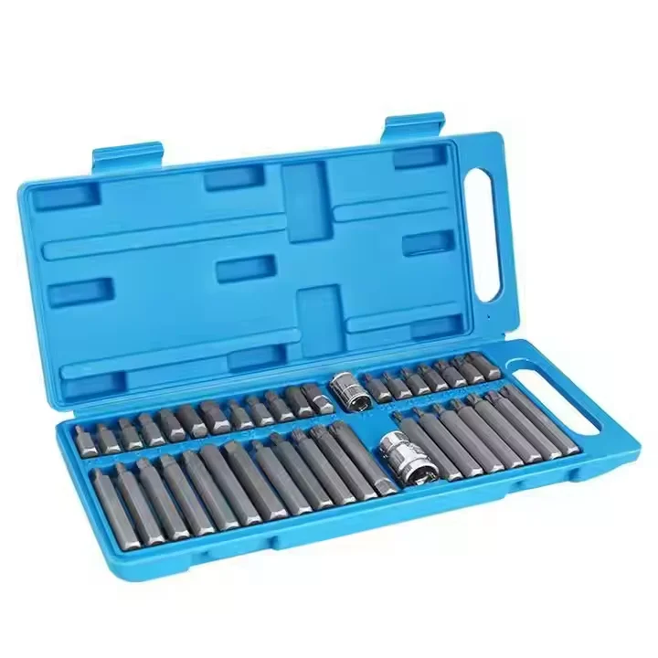 40Pcs Auto Repair Tool 1/2 Inch 3/8 Inch Adapter Drive Shank Hexagonal Plum Spline Star Impact Socket Wrench Set