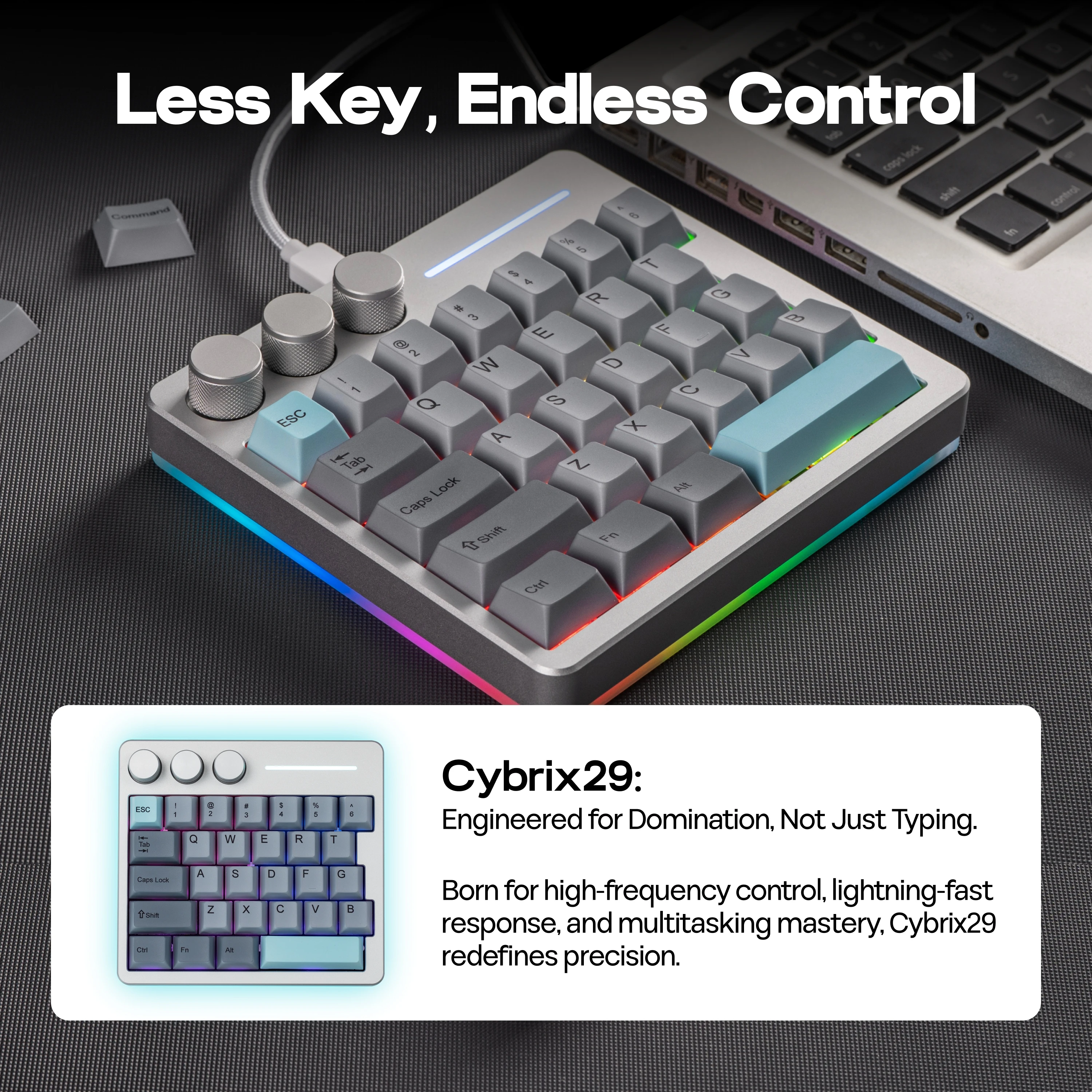 KiiBOOM Cybrix 29 29 Keys+3 Kn - Gaming Keyboard 1 Hand recension och pris