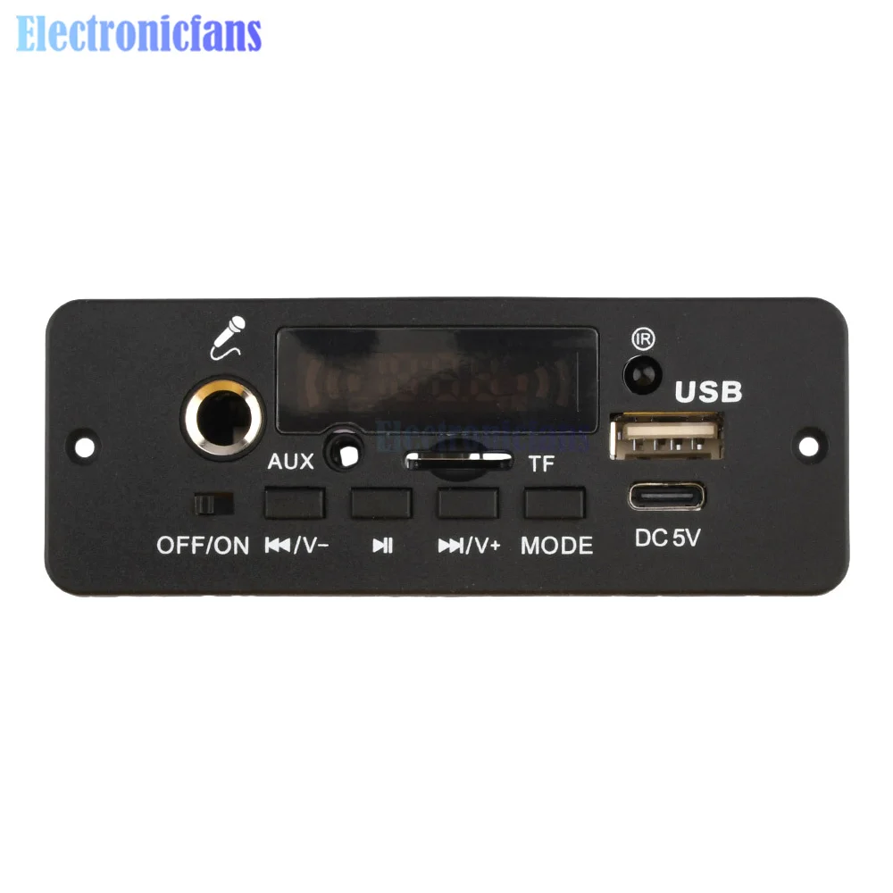 DC5V Power Supply Amplifier Board Bluetooth 5.0 MP3 Decoder Board 2*5W With Connecting Microphone Support Radio FM