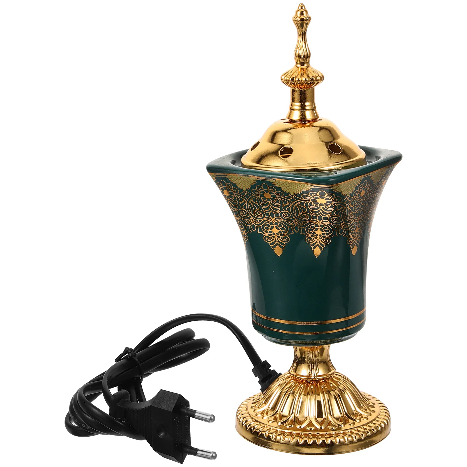 

Compact Electric Incense Burner with Metal Frame Ceramic Bowl Look Aroma Therapy Home Decoration Tabletop Ornament Eu