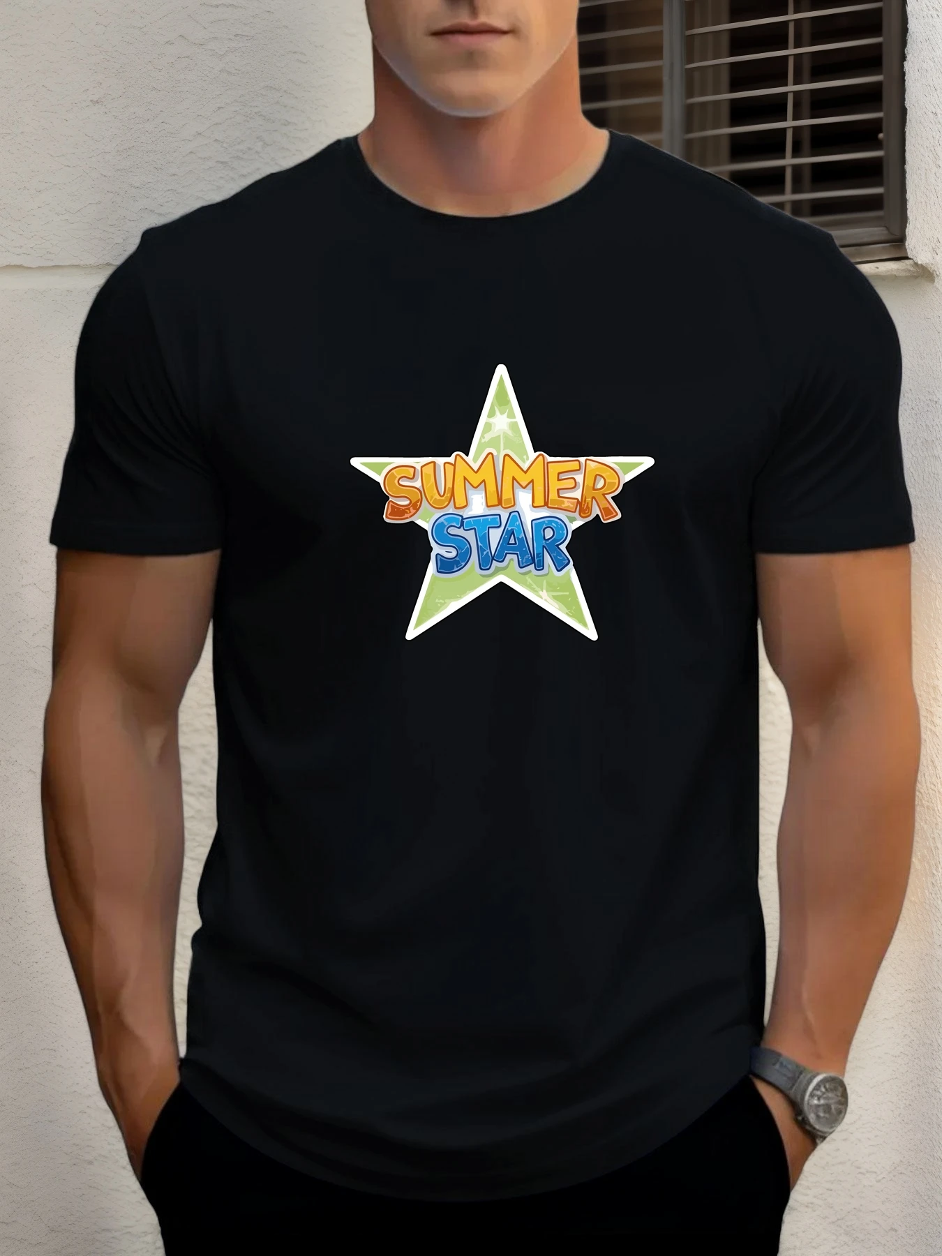 

T Shirt For Men's SUMMER STAR 100% Cotton Graphic Print Summer Round Neck Tee Casual Breathable Streetstyle Daily Cool T Shirt