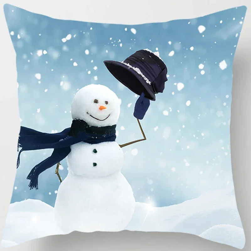 Beauty Fashion Merry Christmas Snowman Elements Pattern Pillow Cases High Quality Square Thick Pillow Case Covers