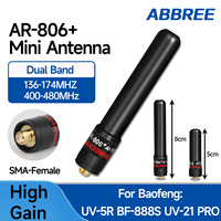 ABBREE Walkie Talkie AR-806+ Dual Band Mini Universal Antenna SMA-Female VHF/UHF 10W High Gain For BF-888S UV-5R Tow Way Radio