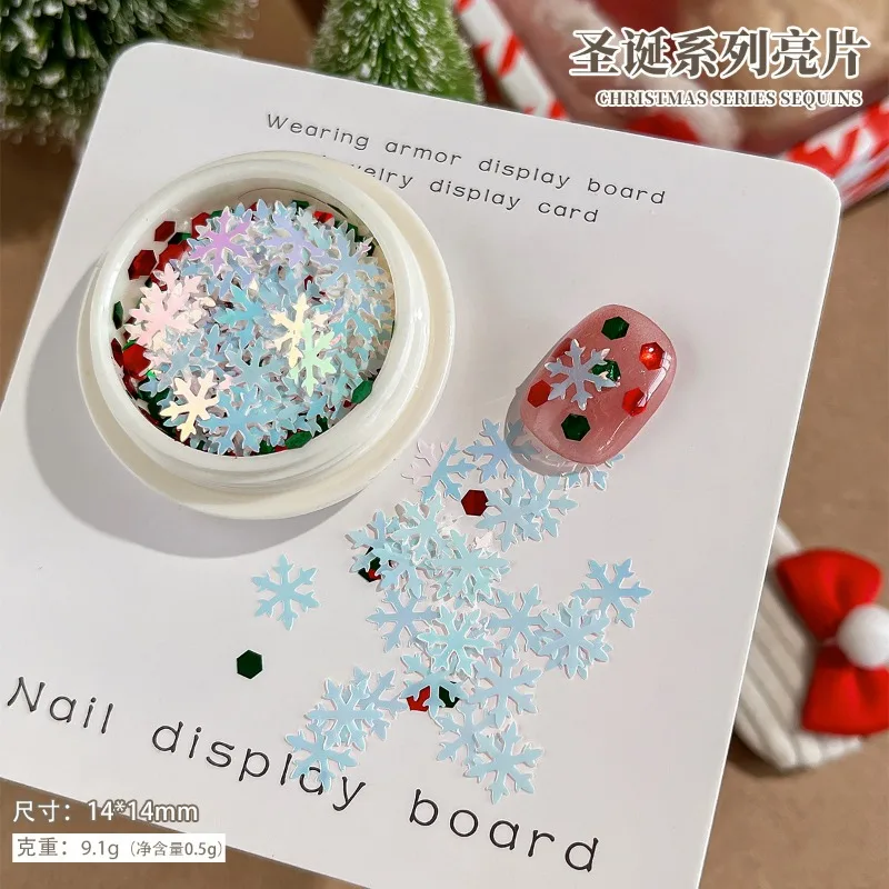 ชุดคริสต์มาส Glitter อุปกรณ์เสริมเล็บ Boxed Snowflake Pentagram สี่ดาวประณีตสีสันตกแต่งเล็บ