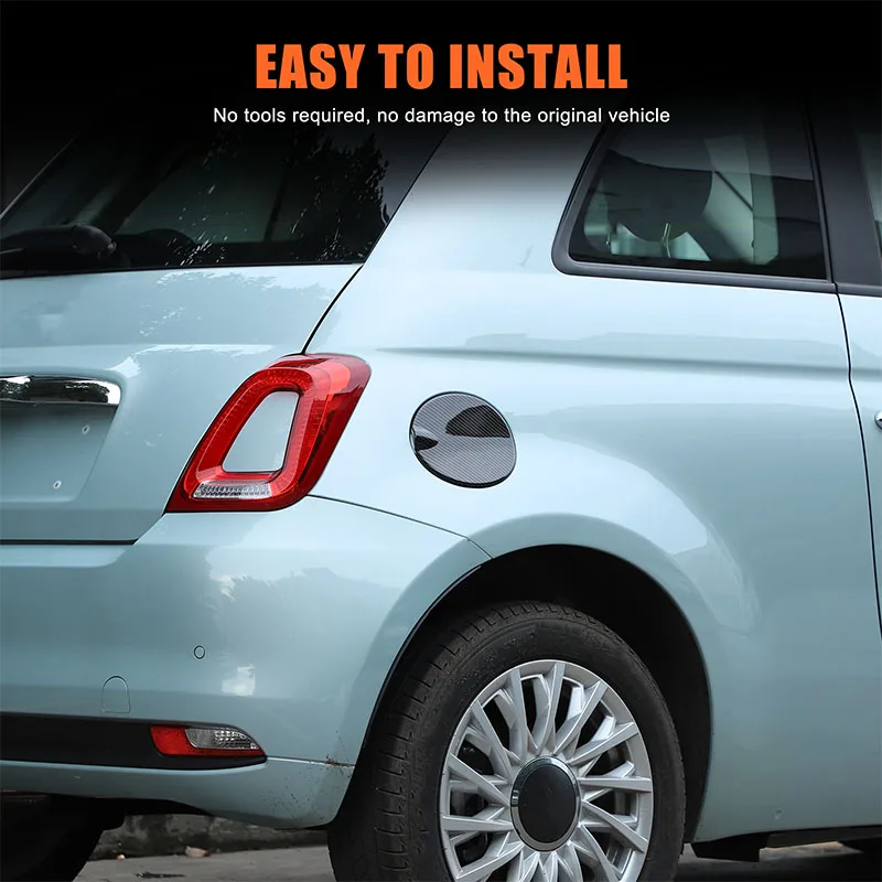 

For Fiat 500 2016+ ABS carbon fiber style car fuel tank cap decorative sticker exterior protection accessories