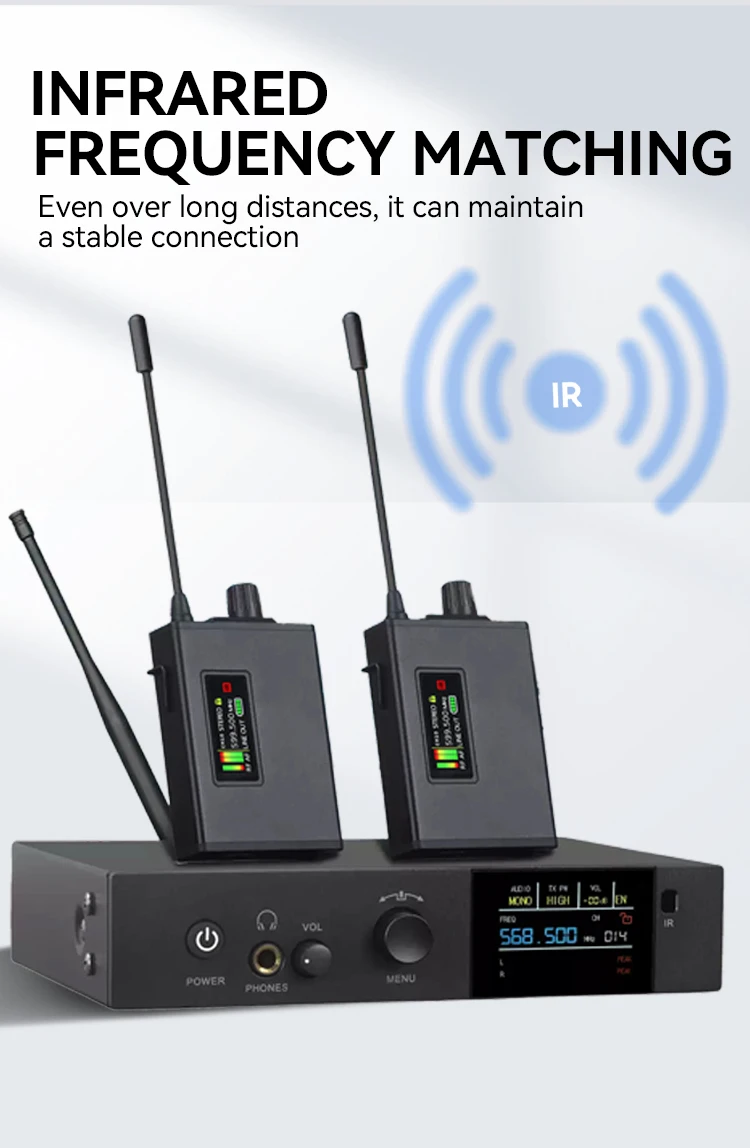 Paulkitson EM-1100 Drahtloses In-Ear-Monitoring-System 24Bit 192KHz Stereo Mono Klarer Klang Stabiles Signalband Live-Performance – Detail 9
